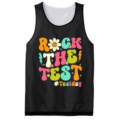 Groovy Rock The Test Motivational Retro Teachers Testing Day Mesh Reversible Basketball Jersey Tank