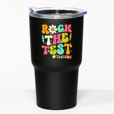 Groovy Rock The Test Motivational Retro Teachers Testing Day Tumbler