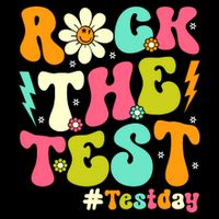 Groovy Rock The Test Motivational Retro Teachers Testing Day Mousepad