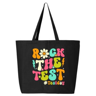 Groovy Rock The Test Motivational Retro Teachers Testing Day 25L Jumbo Tote