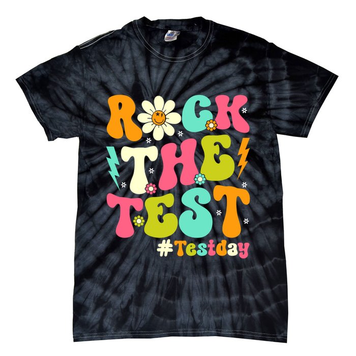 Groovy Rock The Test Motivational Retro Teachers Testing Day Tie-Dye T-Shirt