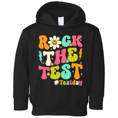 Groovy Rock The Test Motivational Retro Teachers Testing Day Toddler Hoodie