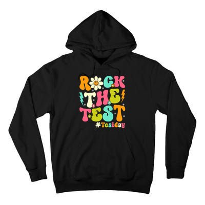 Groovy Rock The Test Motivational Retro Teachers Testing Day Tall Hoodie