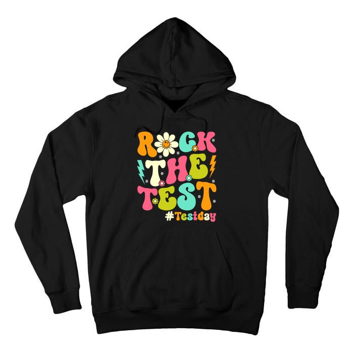 Groovy Rock The Test Motivational Retro Teachers Testing Day Tall Hoodie