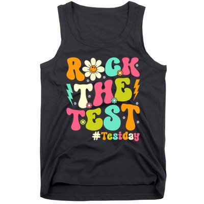Groovy Rock The Test Motivational Retro Teachers Testing Day Tank Top