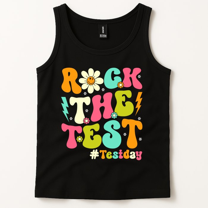 Groovy Rock The Test Motivational Retro Teachers Testing Day Tank Top