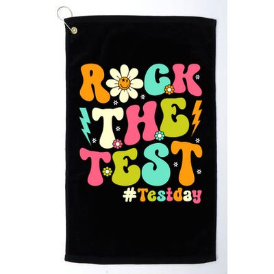 Groovy Rock The Test Motivational Retro Teachers Testing Day Golf Towel