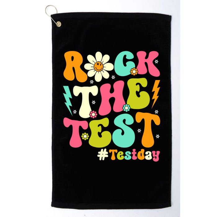 Groovy Rock The Test Motivational Retro Teachers Testing Day Golf Towel