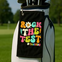 Groovy Rock The Test Motivational Retro Teachers Testing Day Golf Towel