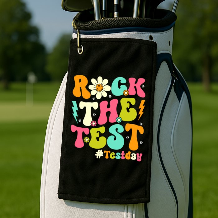 Groovy Rock The Test Motivational Retro Teachers Testing Day Golf Towel