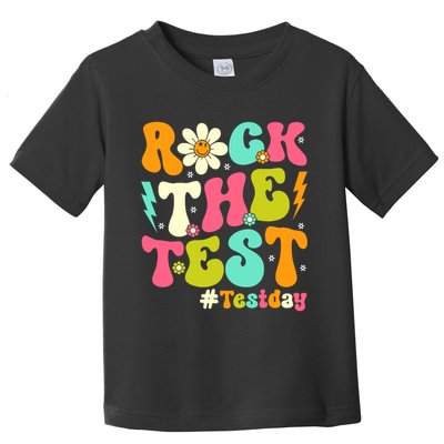 Groovy Rock The Test Motivational Retro Teachers Testing Day Toddler T-Shirt