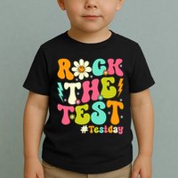 Groovy Rock The Test Motivational Retro Teachers Testing Day Toddler T-Shirt