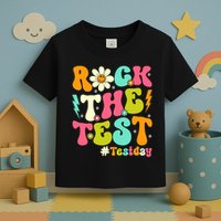 Groovy Rock The Test Motivational Retro Teachers Testing Day Toddler T-Shirt