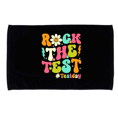 Groovy Rock The Test Motivational Retro Teachers Testing Day Microfiber Hand Towel