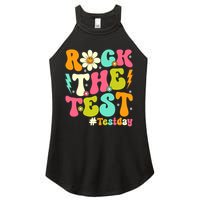 Groovy Rock The Test Motivational Retro Teachers Testing Day Women's Perfect Tri Rocker Tank