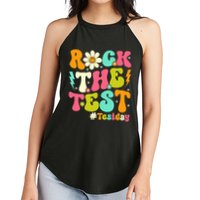 Groovy Rock The Test Motivational Retro Teachers Testing Day Women's Perfect Tri Rocker Tank
