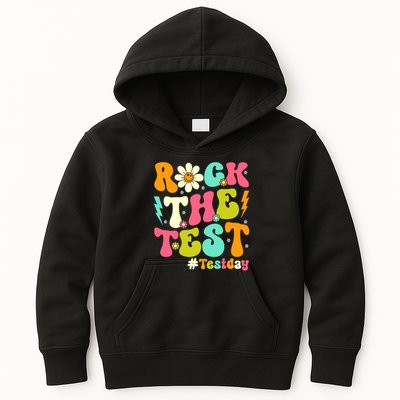 Groovy Rock The Test Motivational Retro Teachers Testing Day Kids Hoodie