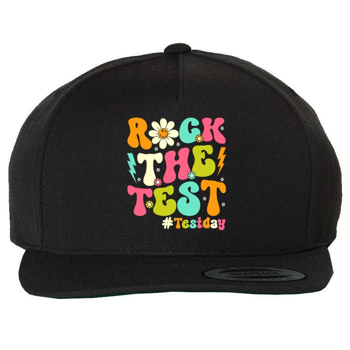 Groovy Rock The Test Motivational Retro Teachers Testing Day Wool Snapback Cap