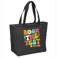 Groovy Rock The Test Motivational Retro Teachers Testing Day Zip Tote Bag