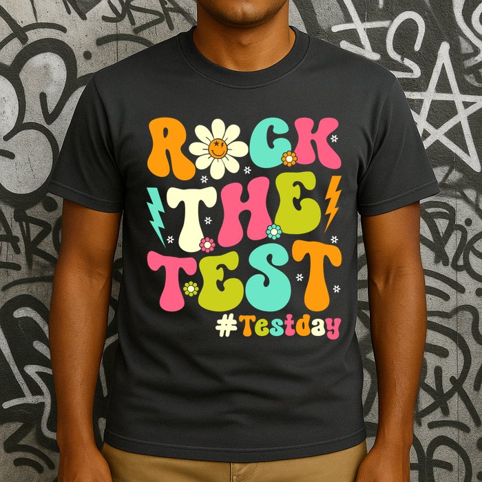 Groovy Rock The Test Motivational Retro Teachers Testing Day T-Shirt