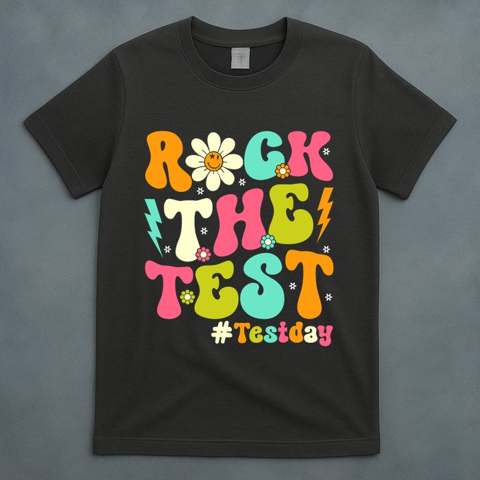 Groovy Rock The Test Motivational Retro Teachers Testing Day T-Shirt
