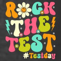 Groovy Rock The Test Motivational Retro Teachers Testing Day T-Shirt
