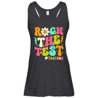 Groovy Rock The Test Motivational Retro Teachers Testing Day Ladies Essential Flowy Tank