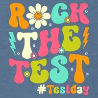 Groovy Rock The Test Motivational Retro Teachers Testing Day Garment-Dyed Sweatshirt