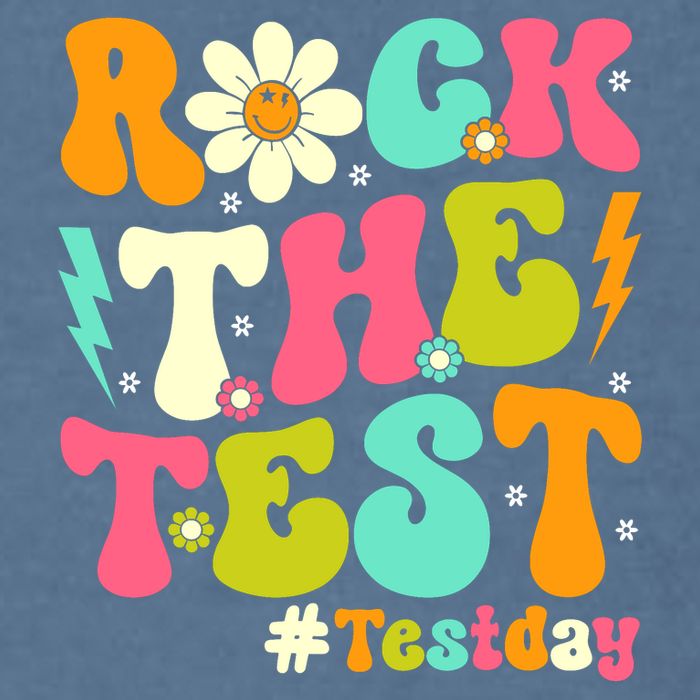 Groovy Rock The Test Motivational Retro Teachers Testing Day Garment-Dyed Sweatshirt