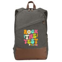 Groovy Rock The Test Motivational Retro Teachers Testing Day Cotton Canvas Backpack