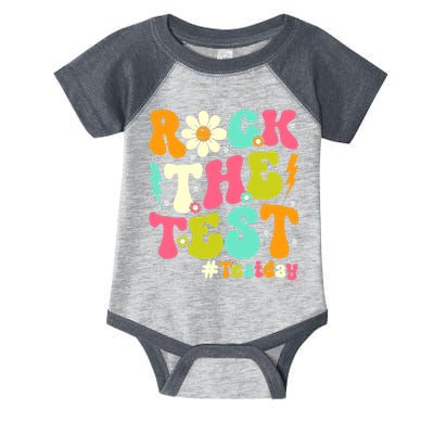 Groovy Rock The Test Motivational Retro Teachers Testing Day Infant Baby Jersey Bodysuit