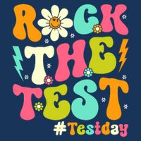 Groovy Rock The Test Motivational Retro Teachers Testing Day Infant Baby Jersey Bodysuit