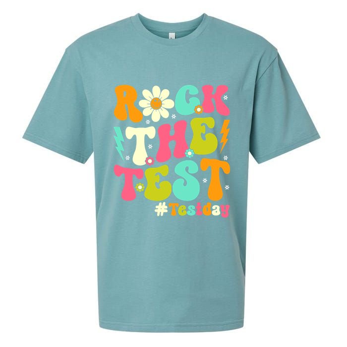 Groovy Rock The Test Motivational Retro Teachers Testing Day Sueded Cloud Jersey T-Shirt