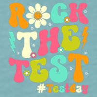 Groovy Rock The Test Motivational Retro Teachers Testing Day Sueded Cloud Jersey T-Shirt