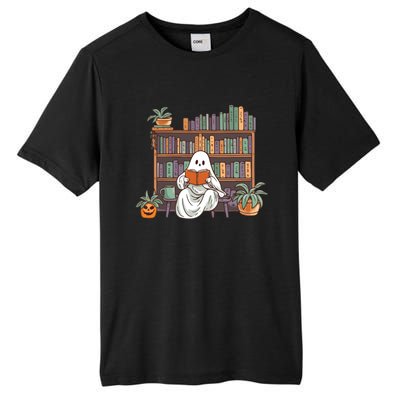 Ghost Reading Teacher Halloween Librarian Book Lover Reading Tall Fusion ChromaSoft Performance T-Shirt