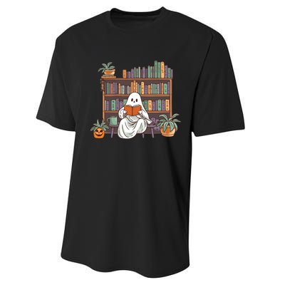 Ghost Reading Teacher Halloween Librarian Book Lover Reading Performance Sprint T-Shirt