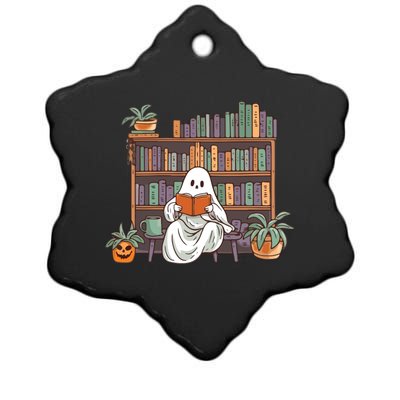 Ghost Reading Teacher Halloween Librarian Book Lover Reading Ceramic Star Ornament