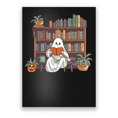 Ghost Reading Teacher Halloween Librarian Book Lover Reading Poster