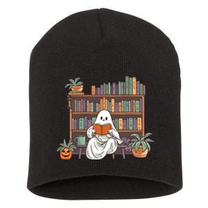 Ghost Reading Teacher Halloween Librarian Book Lover Reading Short Acrylic Beanie