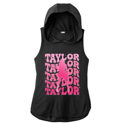 Girl Retro Taylor First Name Personalized Groovy 80S Ladies PosiCharge Tri-Blend Wicking Draft Hoodie Tank