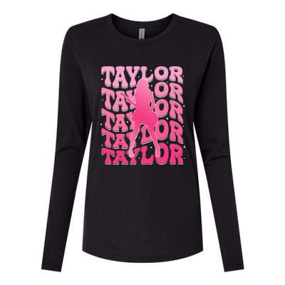 Girl Retro Taylor First Name Personalized Groovy 80S Womens Cotton Relaxed Long Sleeve T-Shirt