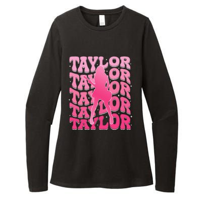 Girl Retro Taylor First Name Personalized Groovy 80S Womens CVC Long Sleeve Shirt