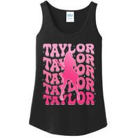 Girl Retro Taylor First Name Personalized Groovy 80S Ladies Essential Tank