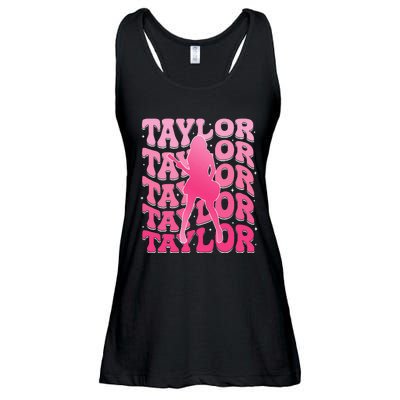 Girl Retro Taylor First Name Personalized Groovy 80S Ladies Essential Flowy Tank