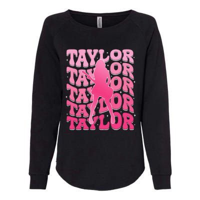 Girl Retro Taylor First Name Personalized Groovy 80S Womens California Wash Sweatshirt