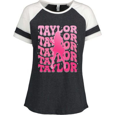 Girl Retro Taylor First Name Personalized Groovy 80S Enza Ladies Jersey Colorblock Tee