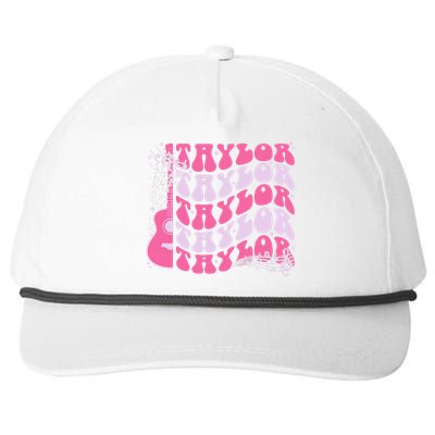 Girl Retro Taylor First Name Personalized Groovy Birthday Snapback Five-Panel Rope Hat