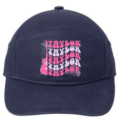 Girl Retro Taylor First Name Personalized Groovy Birthday 7-Panel Snapback Hat