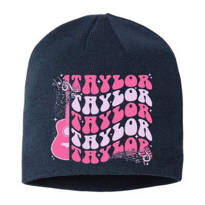 Girl Retro Taylor First Name Personalized Groovy Birthday Sustainable Beanie