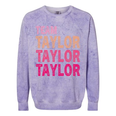 Girl Retro Taylor First Name Personalized Groovy Birthday Colorblast Crewneck Sweatshirt